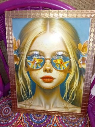 Bambina pesciolino rosso Quadro