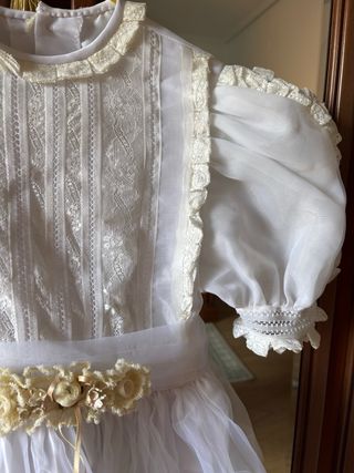 Traje Comunión niña blanco +tocado+guantes