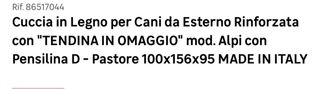 Cuccia legno cani Alpi 100x156x95