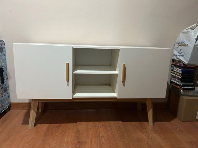 Aparador blanco y madera - Decoración