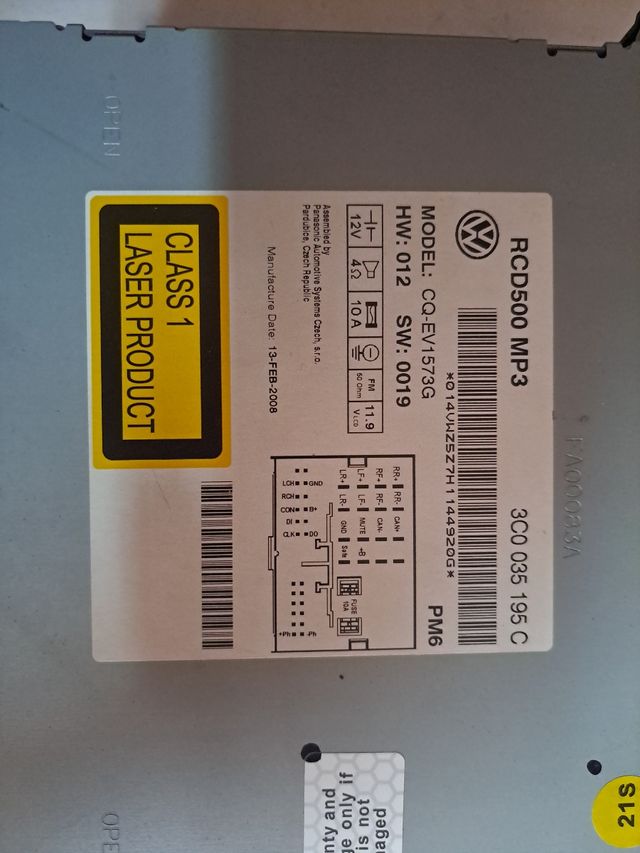 3c0035195c sistema audio radio CD Volksw
