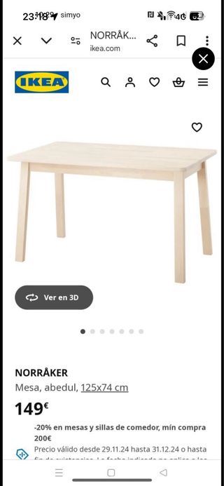 Mesa comedor madera ,