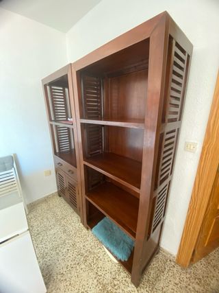 Mueble TV madera Roble y 2 muebles laterales