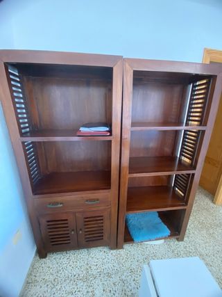 Mueble TV madera Roble y 2 muebles laterales