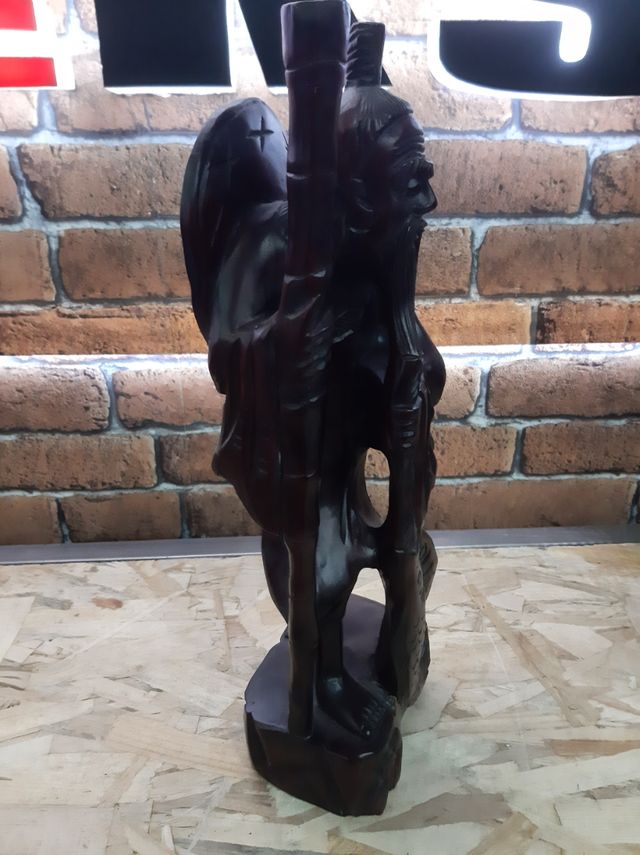 FIGURA TALLA MADERA CHINO PESCADOR