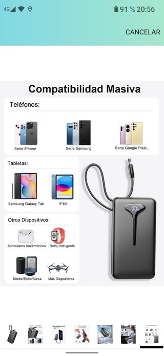 Power Bank 10000mAh 22.5W batería externa