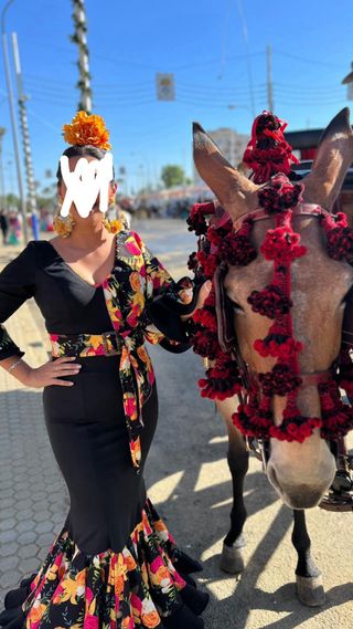 Traje Flamenca Negro - Flores