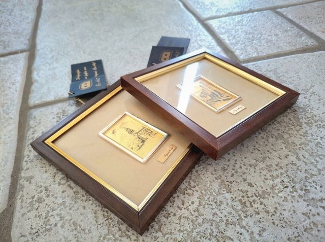 Quadri con serigrafia su foglia d'oro