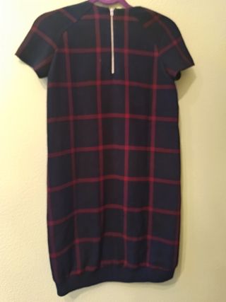 Vestido cuadros azul marino y rojo