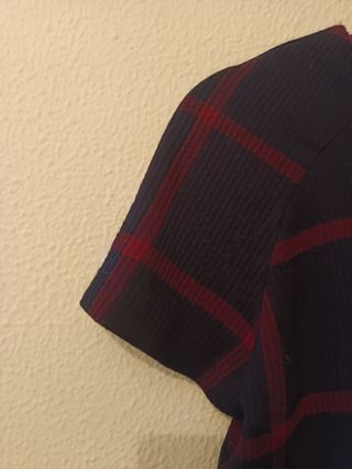 Vestido cuadros azul marino y rojo