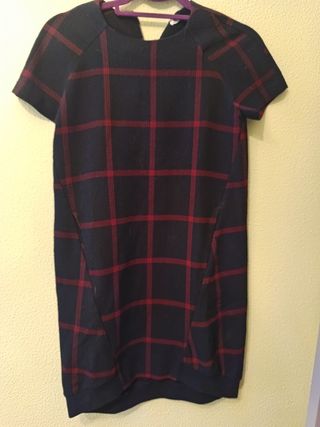 Vestido cuadros azul marino y rojo