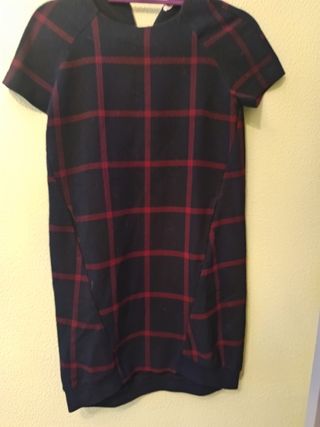 Vestido cuadros azul marino y rojo