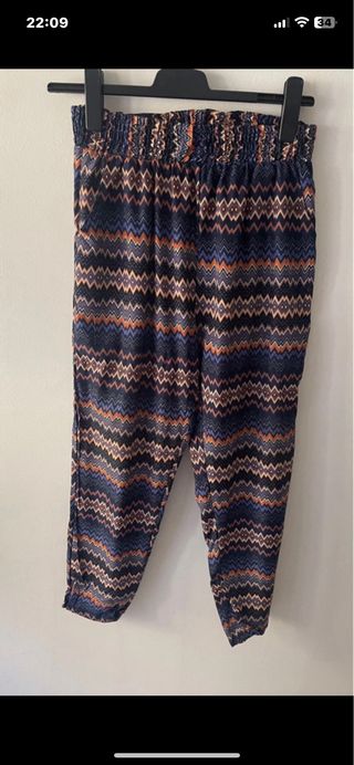 Pantalones Saten - Azul Naranja