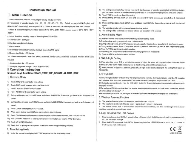 Orologio Stazione Meteo Wireless Touch Screen