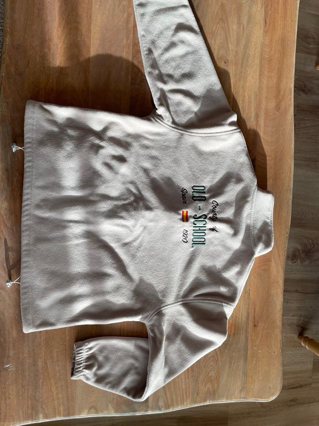 Sudadera Old School beige. Talla M