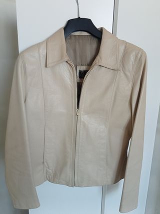 Cazadora piel beige - Talla 44