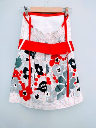 Top largo floral cinturon rojo. Talla M. Vintage
