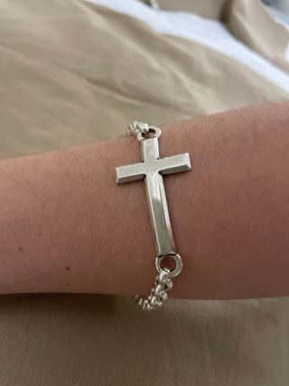 Pulsera baño de plata con cruz Nueva