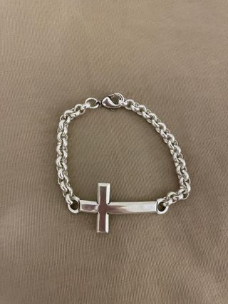 Pulsera baño de plata con cruz Nueva