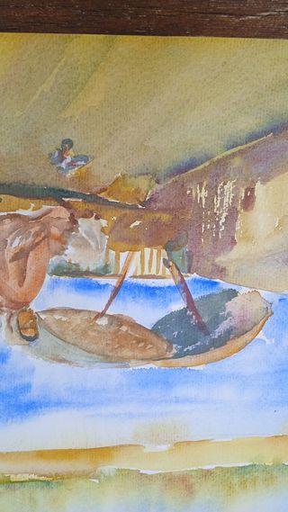 Pintura cuadro acuarela estilo Sorolla vintage