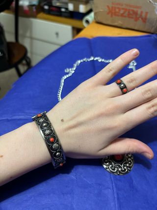 Set Gioielli Vintage Argento Rosso