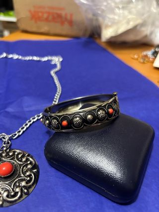 Set Gioielli Vintage Argento Rosso