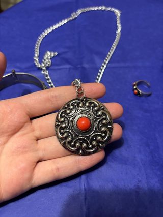 Set Gioielli Vintage Argento Rosso