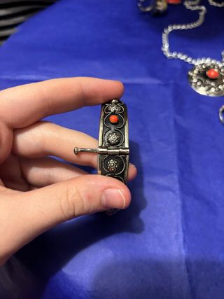 Set Gioielli Vintage Argento Rosso