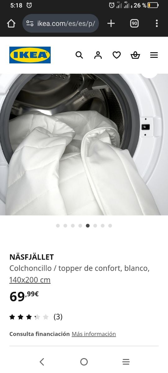 Colchoncillo topper de confort NÄSFJÄLLET IKEA