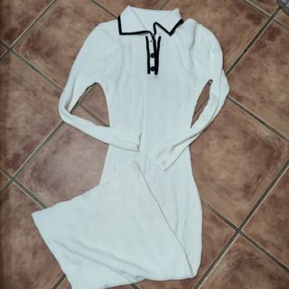 Vestido blanco de punto largo