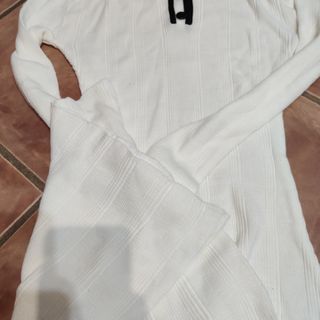 Vestido blanco de punto largo