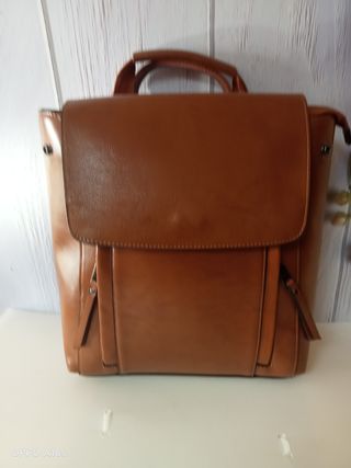 Mochila Bolso Mujer Cuero Marrón