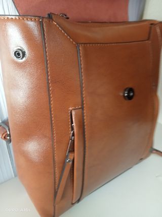 Mochila Bolso Mujer Cuero Marrón