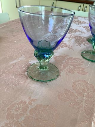 Servizio gelato vetro blu-verde 6pz