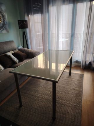 Mesa cristal moderna gris