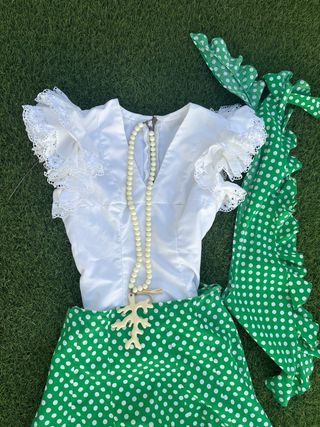 Traje gitana lunares verde blanco