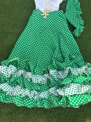 Traje gitana lunares verde blanco