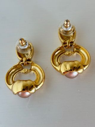 Pendientes Zara  3,5x2,5cm dorados perla rosa