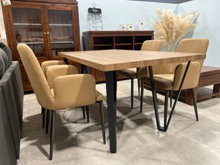 ✅ mesa de comedor rústico con patas metálicas