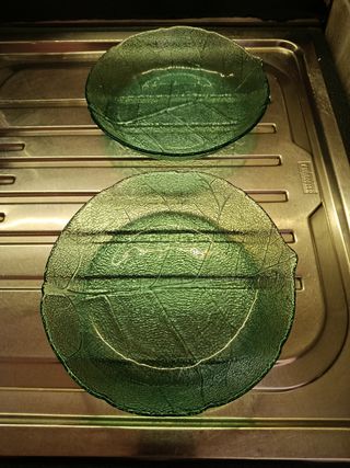 Piatti vetro verde - foglie