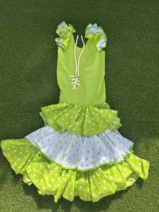 Traje gitana niña lunares verde