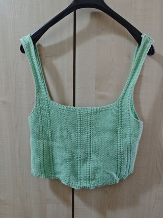 Crop top verde halter blusa tirantes