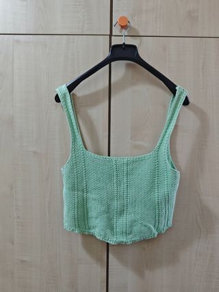 Crop top verde halter blusa tirantes