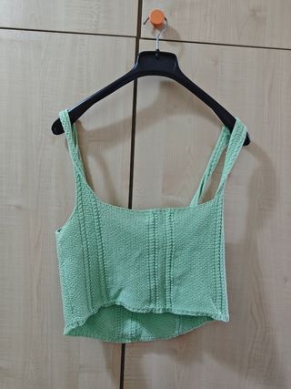 Crop top verde halter blusa tirantes