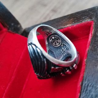 Anello Aquila Argento Rosso ottomano