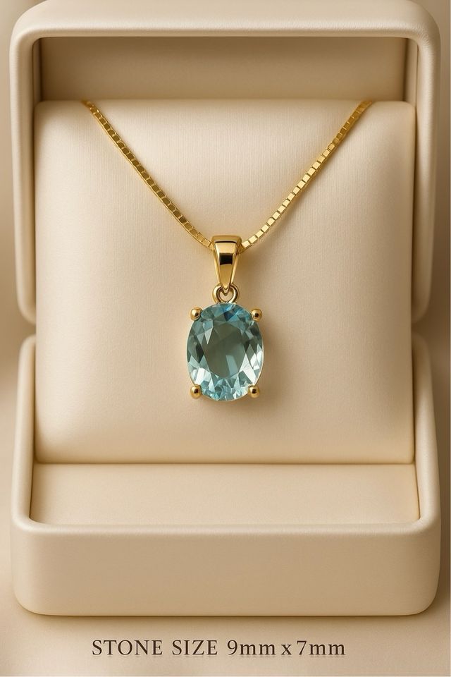 Colgante Exclusivo de Plata de Ley Chapado en Oro con Aguamarina  Elegancia y Energía Positiva