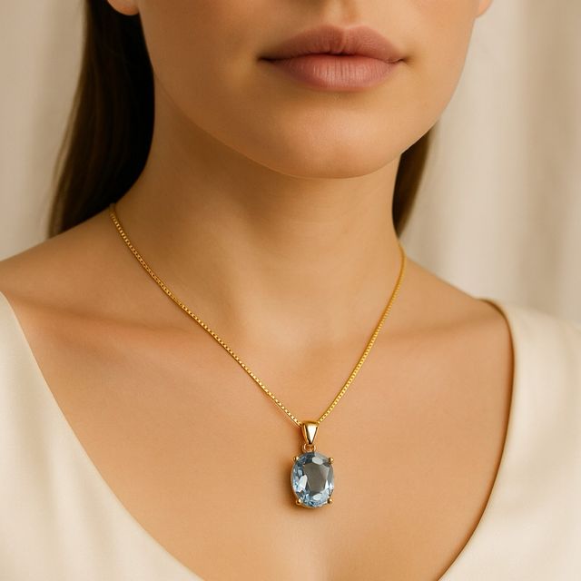 Colgante Exclusivo de Plata de Ley Chapado en Oro con Aguamarina  Elegancia y Energía Positiva