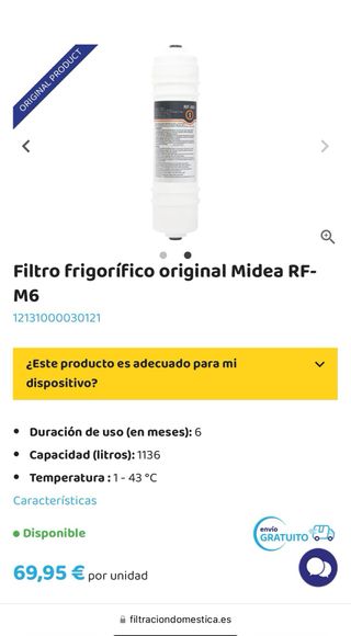 Filtro per frigorifero americano