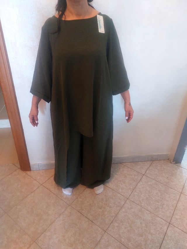 Completo pantalone donna verde oliva