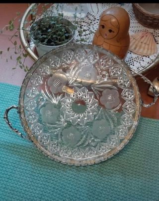 Vassoio  in cristallo  vintage handcut 